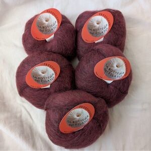La Bottega del Filato Fettuccini Mohair Blend Red Yarn - 5 Skeins